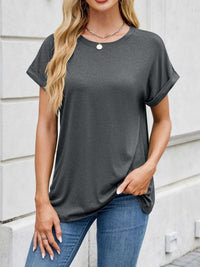 Casual Rolled Sleeve Solid Color T-Shirt 100100517201662 22 Affordable Fashion Under $100 Jerry's Apparel 
