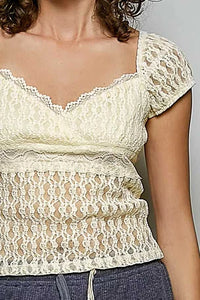 POL Sweetheart Neck Lace Short Sleeve Top 100100494341785 48 Affordable Fashion Under $100 Jerry's Apparel 