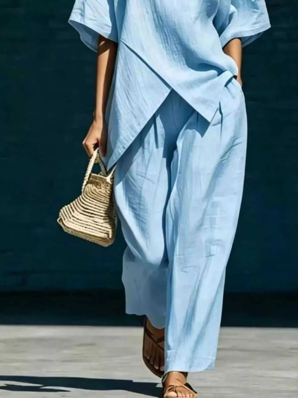 Full Size Asymmetric Top and Wide-Leg Pants Set Plus Size 101001701257915 41 Affordable Fashion Under $100 Jerry's Apparel 