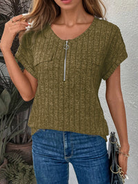Zip-Front Short Sleeve T-Shirt
