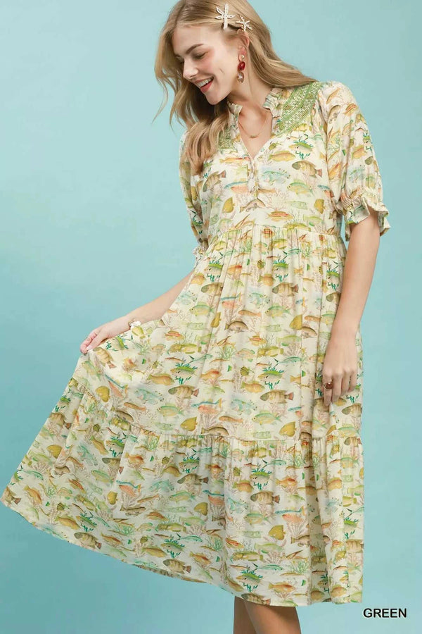 Umgee Print Tiered Midi Dress 100100917281451 66 Affordable Fashion Under $100 Jerry's Apparel 