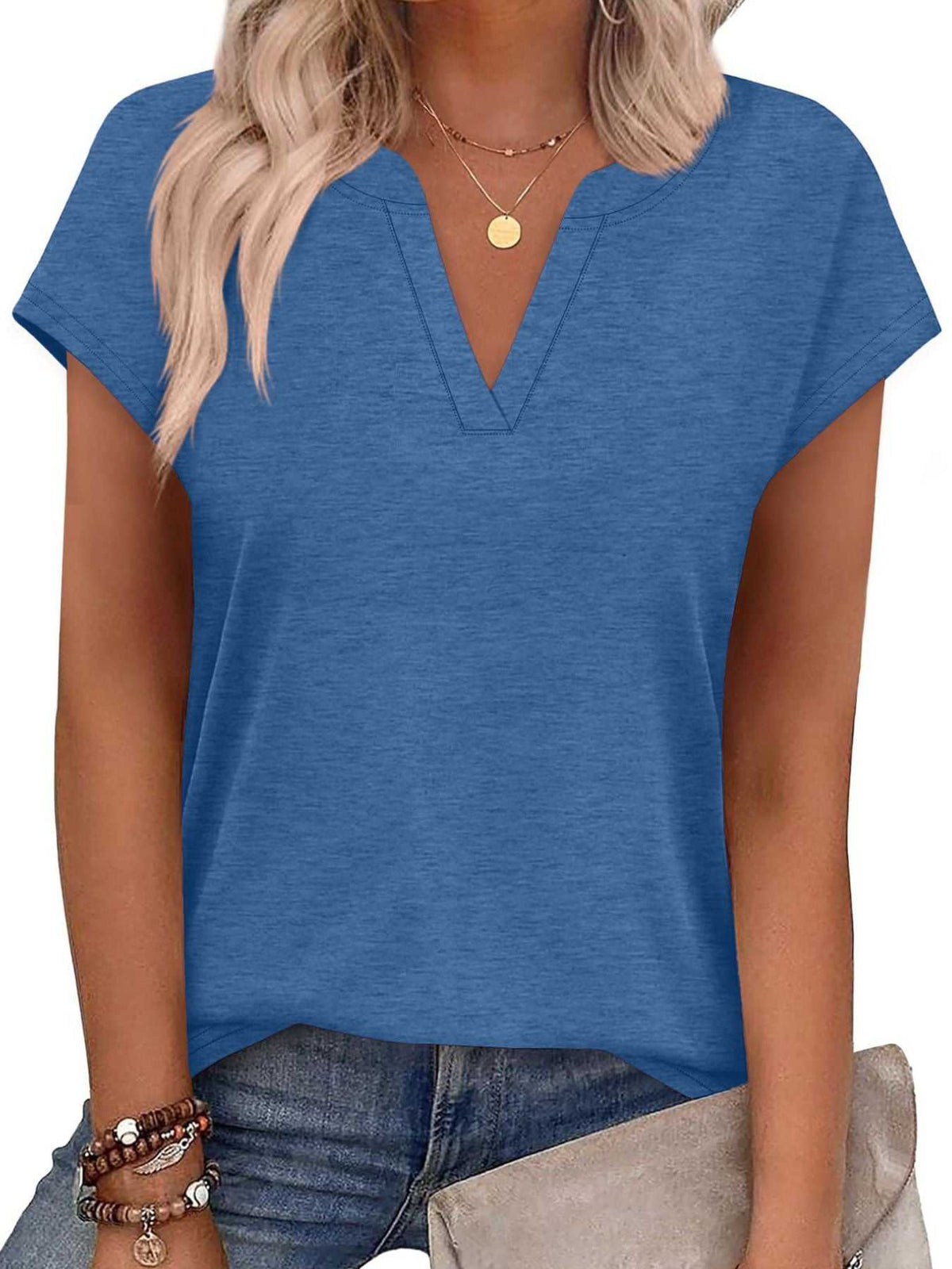 Notched Short Sleeve T-Shirt 100100058945563 25 Affordable Fashion Under $100 Jerry's Apparel 