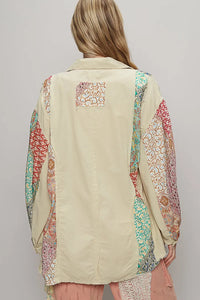 POL Printed Button Up Oversized Shirt
