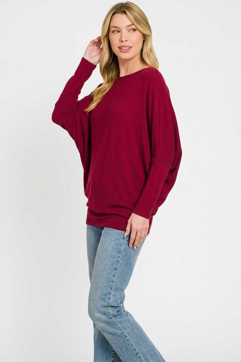 Zenana Hacci Dolman Sleeve Boat Neck Top 100100662681469 23 Affordable Fashion Under $100 Jerry's Apparel 