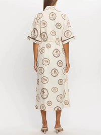 Printed Button-Down Midi Shirt Dress