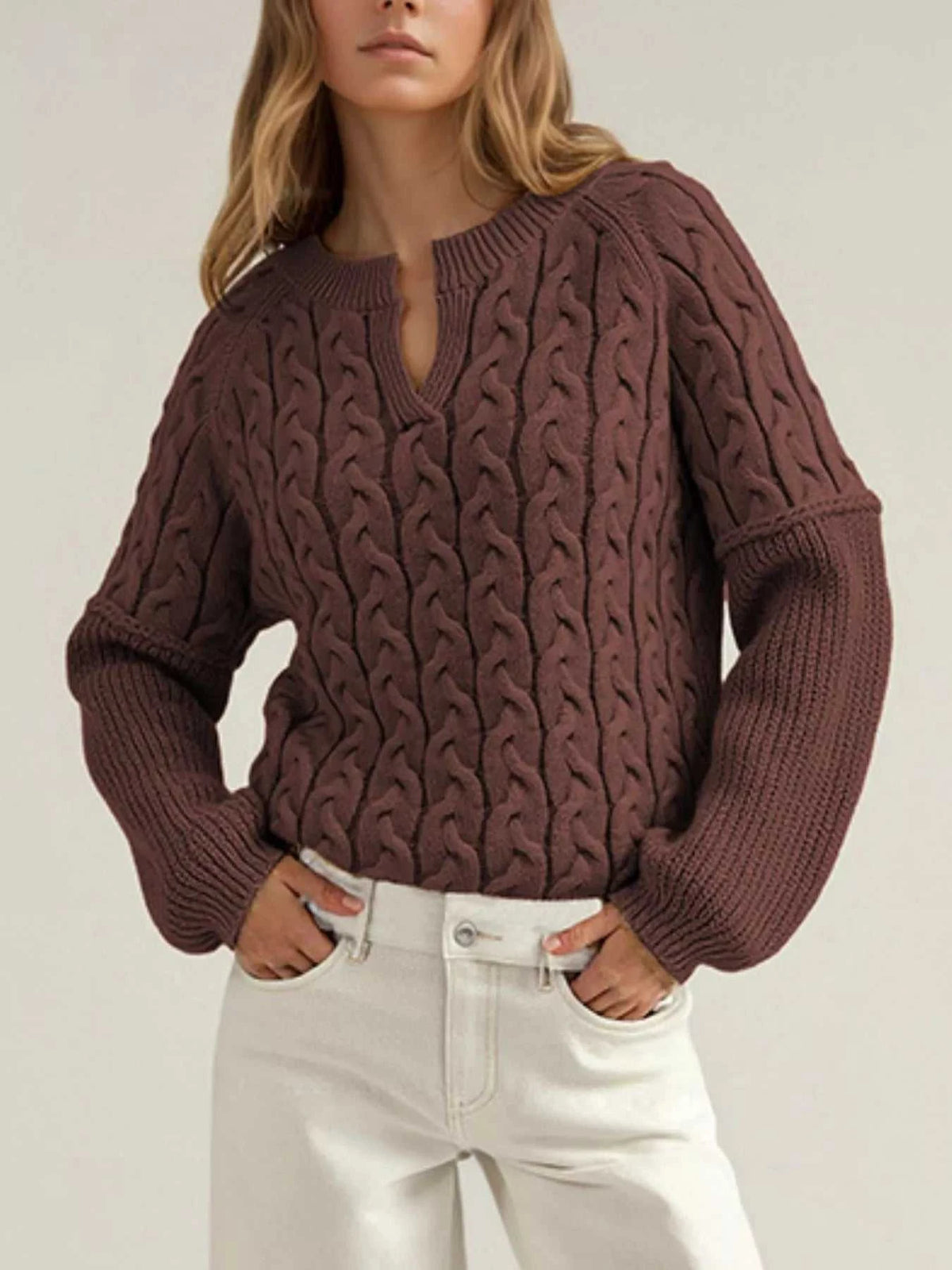 Cable-Knit Dropped Shoulder Sweater 100100950110388 46 Affordable Fashion Under $100 Jerry's Apparel 