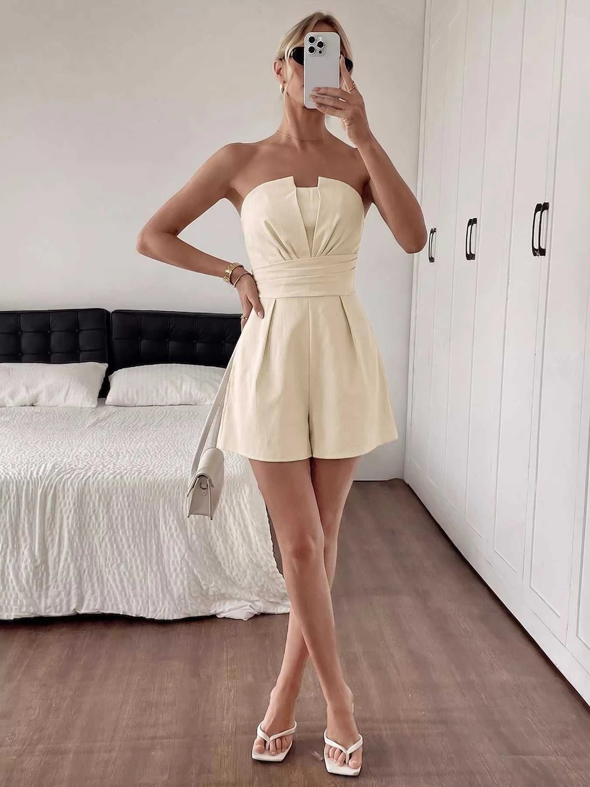 Strapless Pleated Detail Romper 100100467839459 32 Affordable Fashion Under $100 Jerry's Apparel 