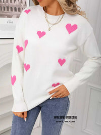 Valentine's Day Heart Print Round Neck Sweater 100100226503110 49 Affordable Fashion Under $100 Jerry's Apparel 