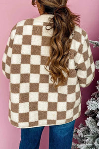 Checkered Sherpa Oversized Button Up Jacket 100100355171838 60 Affordable Fashion Under $100 Jerry's Apparel 