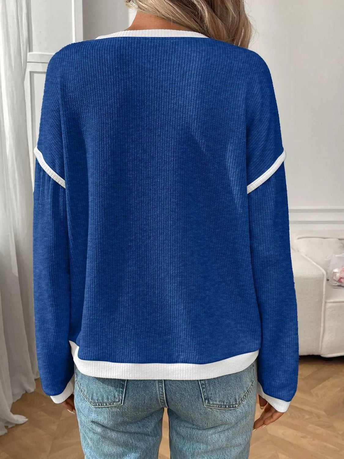 Ribbed Knit Contrast Trim Sweater 100100032701989 29 Affordable Fashion Under $100 Jerry's Apparel 
