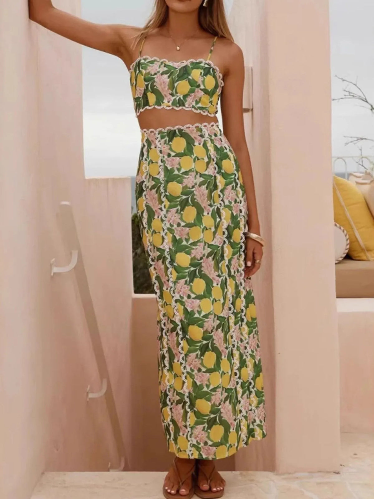 Printed Cami and Maxi Skirt Set