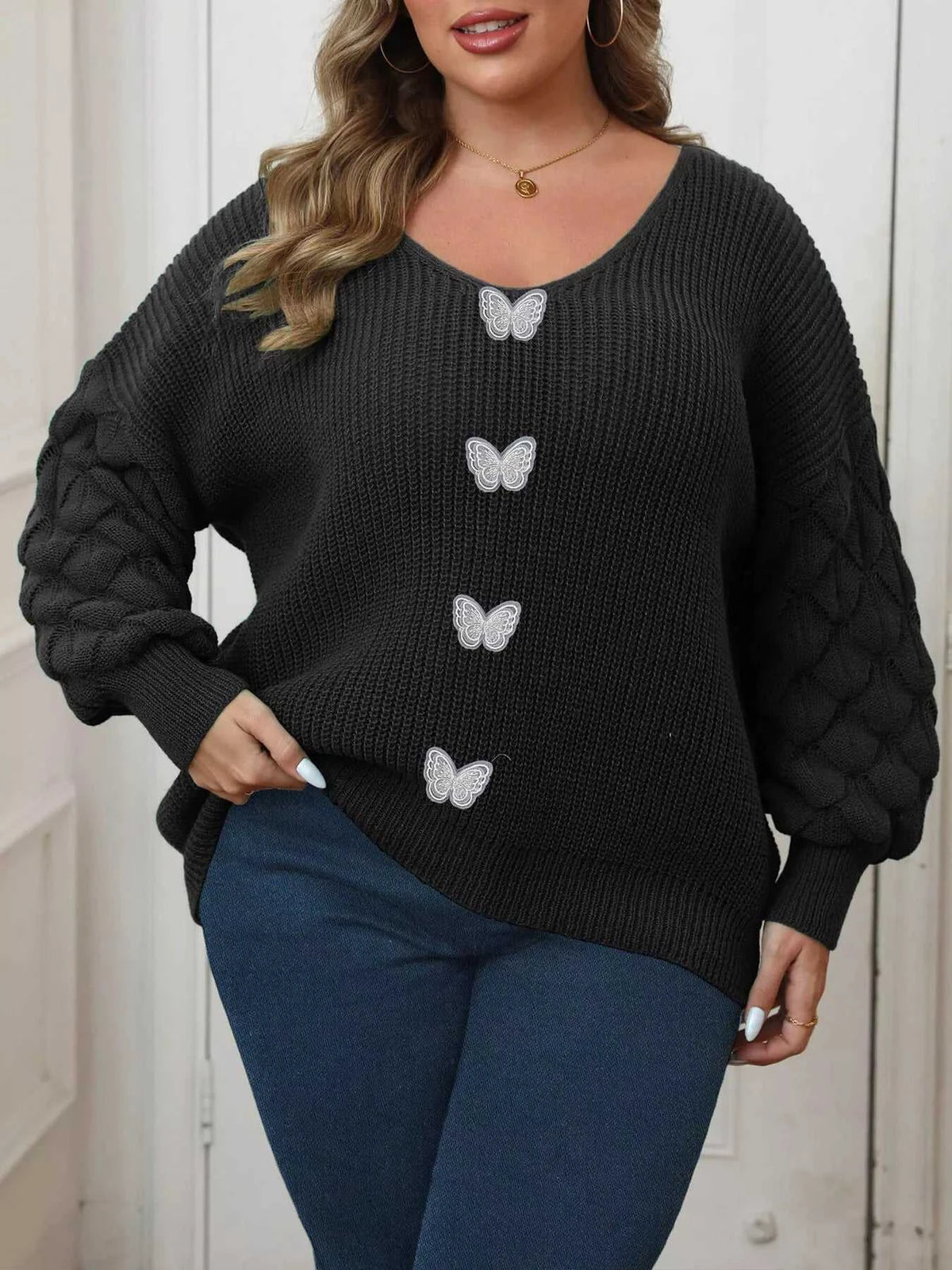 Plus Size Butterfly Dropped Shoulder Sweater 101002956712112 41 Affordable Fashion Under $100 Jerry's Apparel 