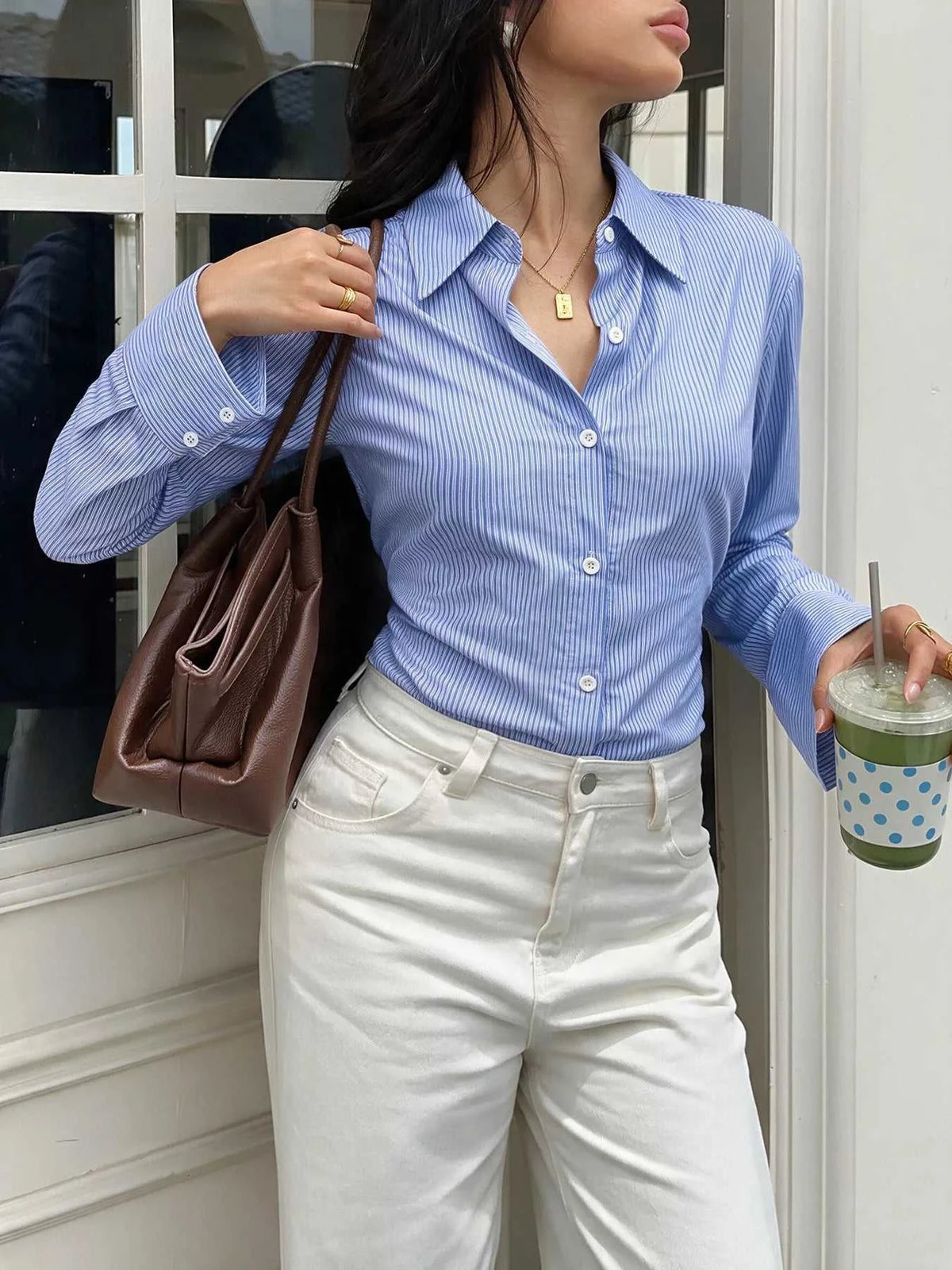 Striped Slim-Fit Button-Down Shirt 101001608901283 42 Affordable Fashion Under $100 Jerry's Apparel 