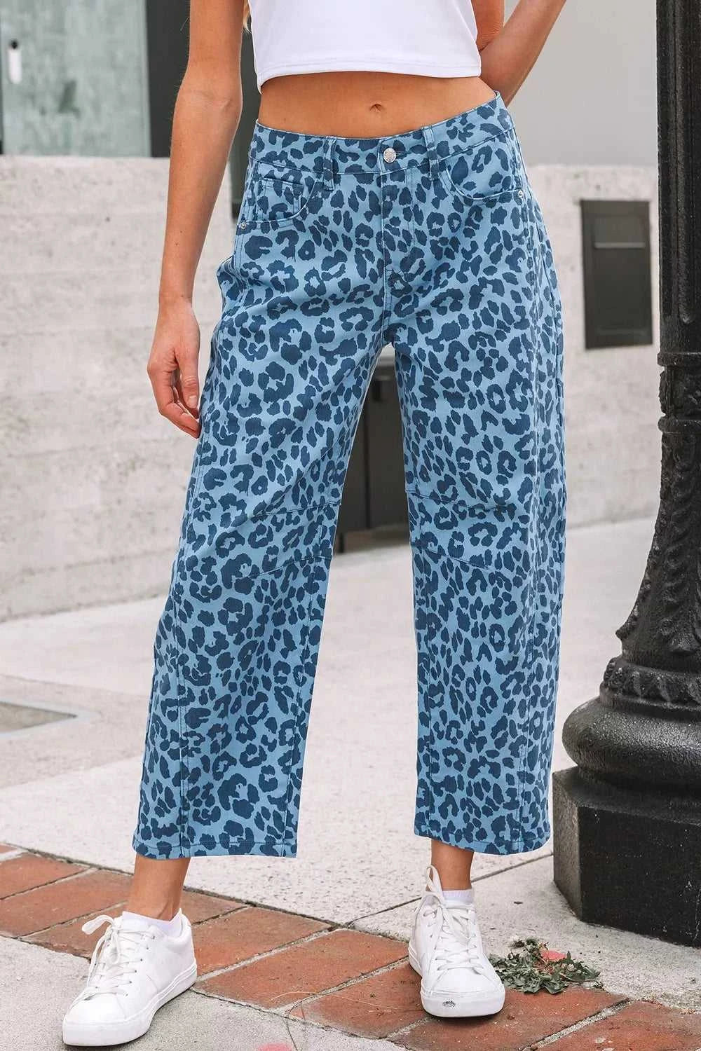 Leopard Print Barrel Leg Jeans 100100568374845 66 Affordable Fashion Under $100 Jerry's Apparel 