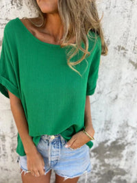 Full Size Loose Fit Short Sleeve T-Shirt Plus Size