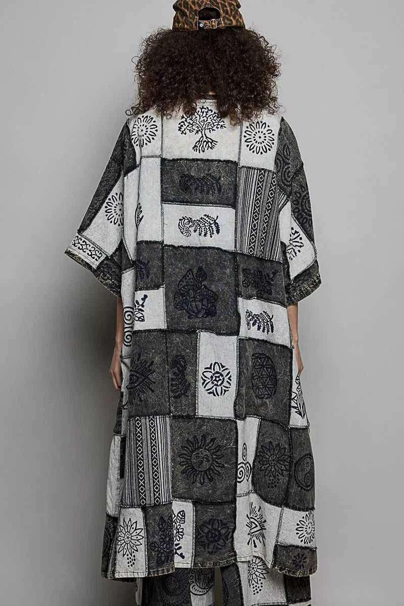 POL Open Front Printed Patchwork Longline Cardigan 100100735921984 59 Affordable Fashion Under $100 Jerry's Apparel 