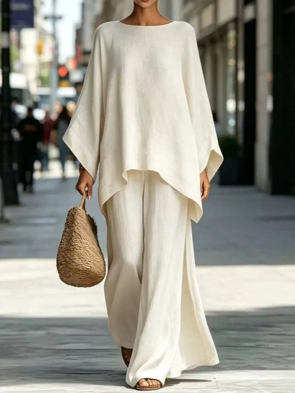 Full Size Batwing Sleeve Top and Wide-Leg Pants Set Plus Size 101001179587547 49 Affordable Fashion Under $100 Jerry's Apparel 