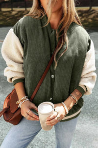 Contrast Baseball Collar Snap Down Long Sleeve Jacket 100100332355792 86 Affordable Fashion Under $100 Jerry's Apparel 