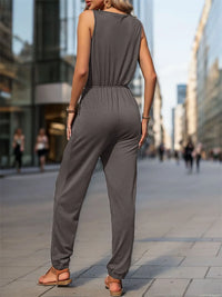 Drawstring Waist Sleeveless Jumpsuit