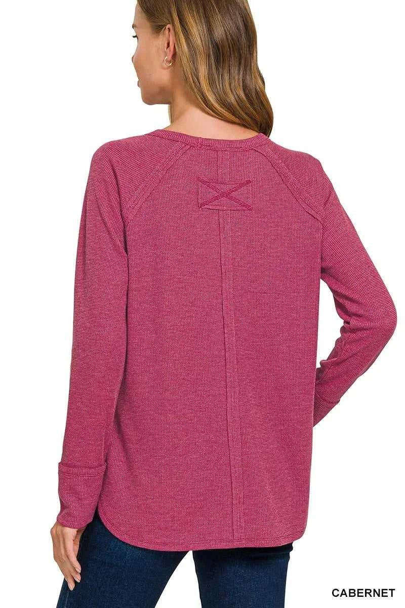 Zenana Baby Waffle Long Sleeve Top 100100404421874 21 Affordable Fashion Under $100 Jerry's Apparel 