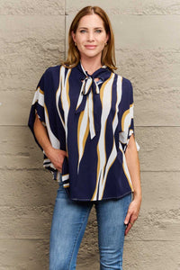 Perfee Tie Neck Printed Slit Sleeve Blouse 100101335742177 28 Affordable Fashion Under $100 Jerry's Apparel 