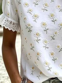 Plus Size Daisy Lace Detail Puff Sleeve T-Shirt 100100161881120 26 Affordable Fashion Under $100 Jerry's Apparel 