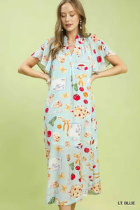 Umgee Abstract Print Flutter Sleeve Midi Dress 100100376041265 60 Affordable Fashion Under $100 Jerry's Apparel 