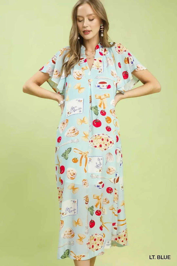 Umgee Abstract Print Flutter Sleeve Midi Dress 100100376041265 60 Affordable Fashion Under $100 Jerry's Apparel 