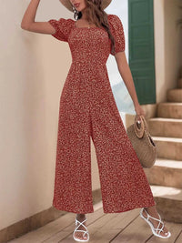 Printed Square Neck Puff Sleeve Jumpsuit 100100346581755 31 Affordable Fashion Under $100 Jerry's Apparel 