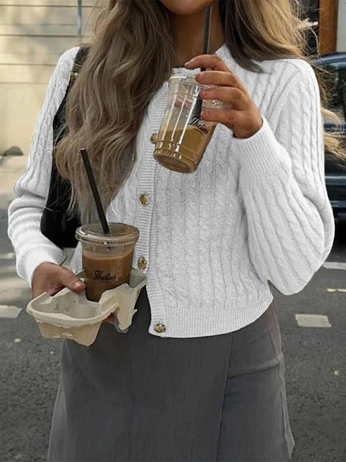 Cable Knit Button-Up Cardigan 100100747145212 57 Affordable Fashion Under $100 Jerry's Apparel 