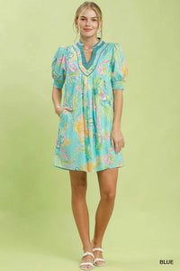 Umgee Botanical Print Dress with Smocked Cuffs 100100706751330 64 Affordable Fashion Under $100 Jerry's Apparel 