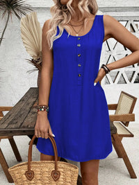 Full Size Scoop Neck Mini Tank Dress Plus Size