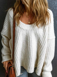 Ribbed Knit Round Neck Slouchy Chunky Sweater 100100533705787 48 Affordable Fashion Under $100 Jerry's Apparel 