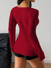 Cable Knit Button-Front Fitted Sweater 100100225010743 40 Affordable Fashion Under $100 Jerry's Apparel 