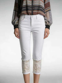 Full Size Lace Trimmed Capri Jeans Plus Size 100100537576403 32 Affordable Fashion Under $100 Jerry's Apparel 