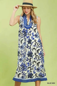 Umgee Floral Scroll Sleeveless Midi Dress 100100422561299 64 Affordable Fashion Under $100 Jerry's Apparel 