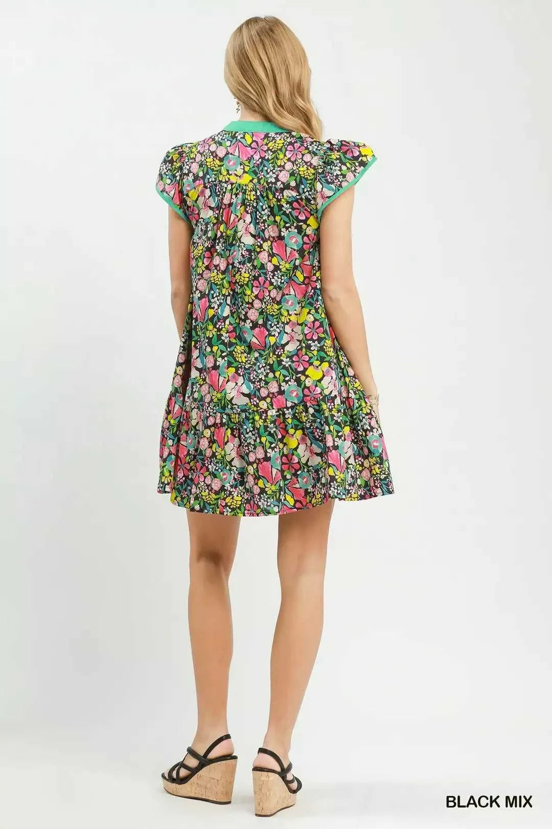 Umgee Floral Flutter Sleeve Tiered Mini Dress 100100740391186 57 Affordable Fashion Under $100 Jerry's Apparel 