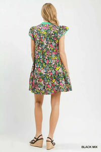 Umgee Floral Flutter Sleeve Tiered Mini Dress 100100740391186 57 Affordable Fashion Under $100 Jerry's Apparel 