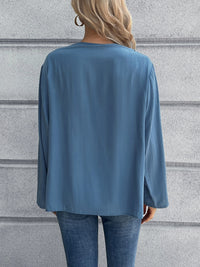 Ivy Lane Half Button Long Sleeve Blouse