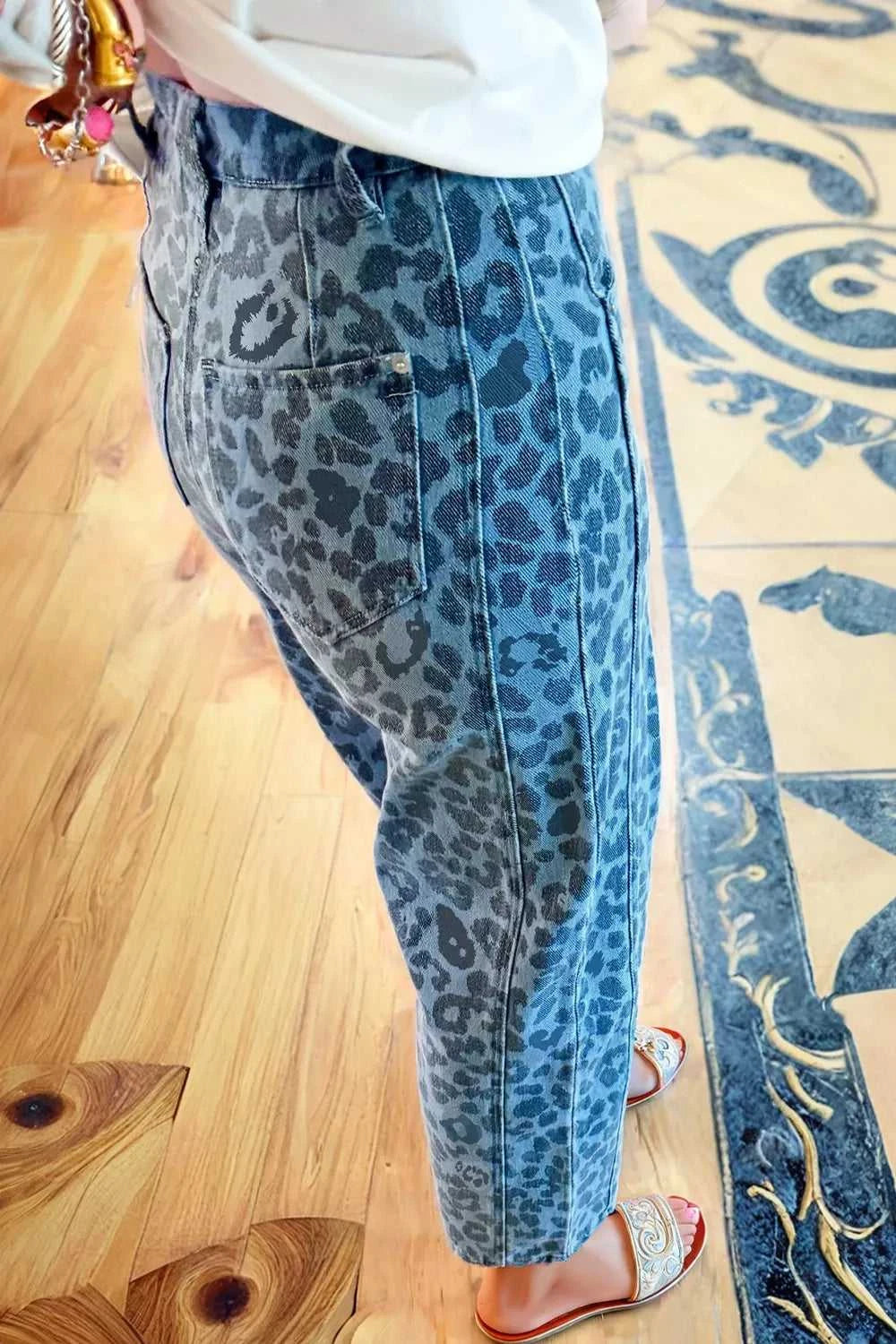Leopard Print Barrel Leg Jeans 100100568374845 66 Affordable Fashion Under $100 Jerry's Apparel 