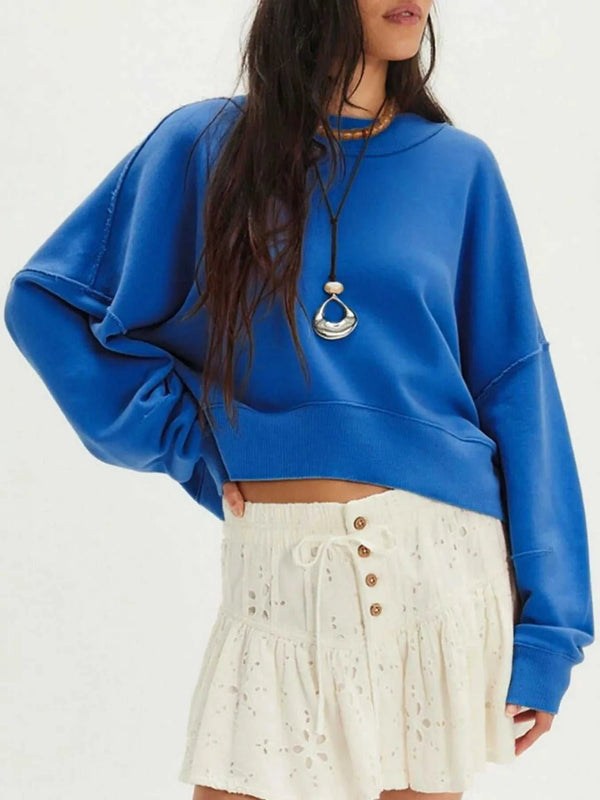 Exposed Seam Dropped Shoulder Sweatshirt 100100298303105 34 Affordable Fashion Under $100 Jerry's Apparel 