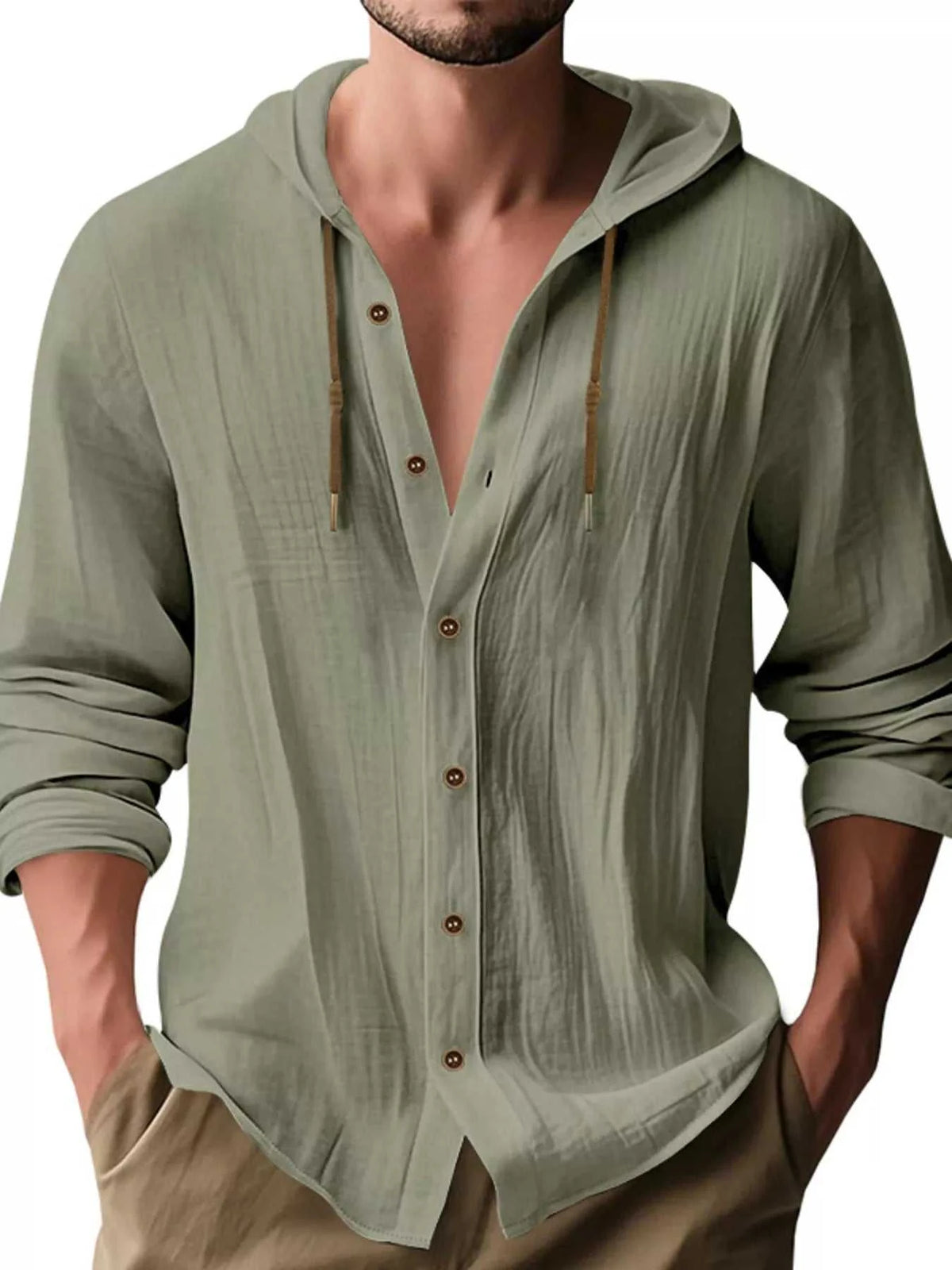 Men's Full Size Drawstring Button Up Hooded Shirt Plus Size 100400342526888 29 Affordable Fashion Under $100 Jerry's Apparel 