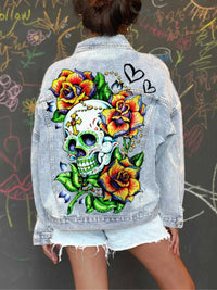 Full Size Skull Graphic Button Up Denim Jacket Plus Size 101003288973520 72 Affordable Fashion Under $100 Jerry's Apparel 
