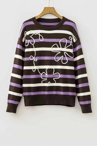 Stripe Embroidered Detail Drop Shoulder Sweater 101002226541726 55 Affordable Fashion Under $100 Jerry's Apparel 