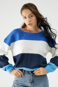 Color Block Dropped Shoulder Sweater