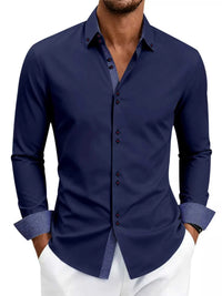 Men's Full Size Slim Fit Contrast Trim Shirt Plus Size 104001791906006 38 Affordable Fashion Under $100 Jerry's Apparel 