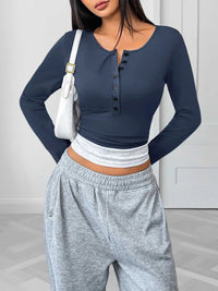 Long Sleeve Button Front Fitted T-Shirt 100100801861389 38 Affordable Fashion Under $100 Jerry's Apparel 