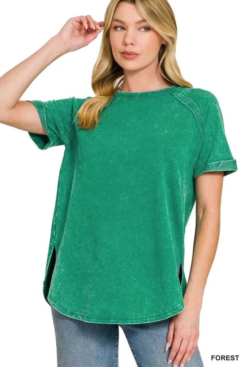 Zenana French Terry Washed Curved Hem Top 100100928831525 25 Affordable Fashion Under $100 Jerry's Apparel 
