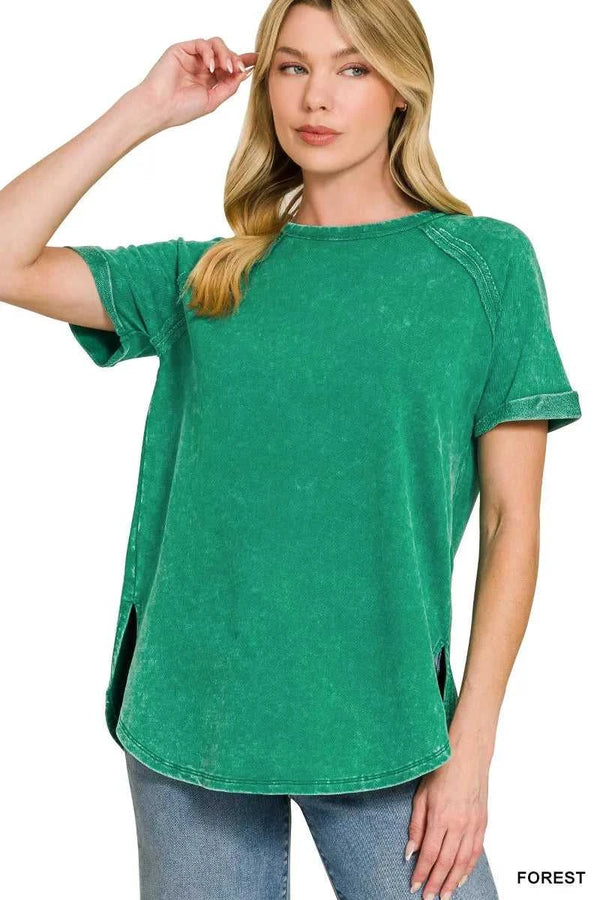 Zenana French Terry Washed Curved Hem Top 100100928831525 25 Affordable Fashion Under $100 Jerry's Apparel 