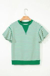 Striped Flounce Sleeve Casual Blouse